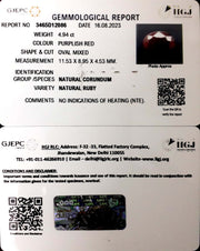 4.94/CT Natural Neo Burma Ruby with Govt. Lab Certificate (4551)